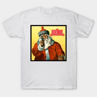 Criminal Santa demands Hands up: Exercise, workout motivational - Funny Christmas gift 2021 T-Shirt